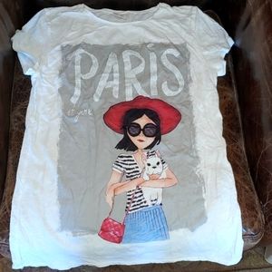 NWOT Silver Glitter 'Paris It Girl' Short-sleeve T